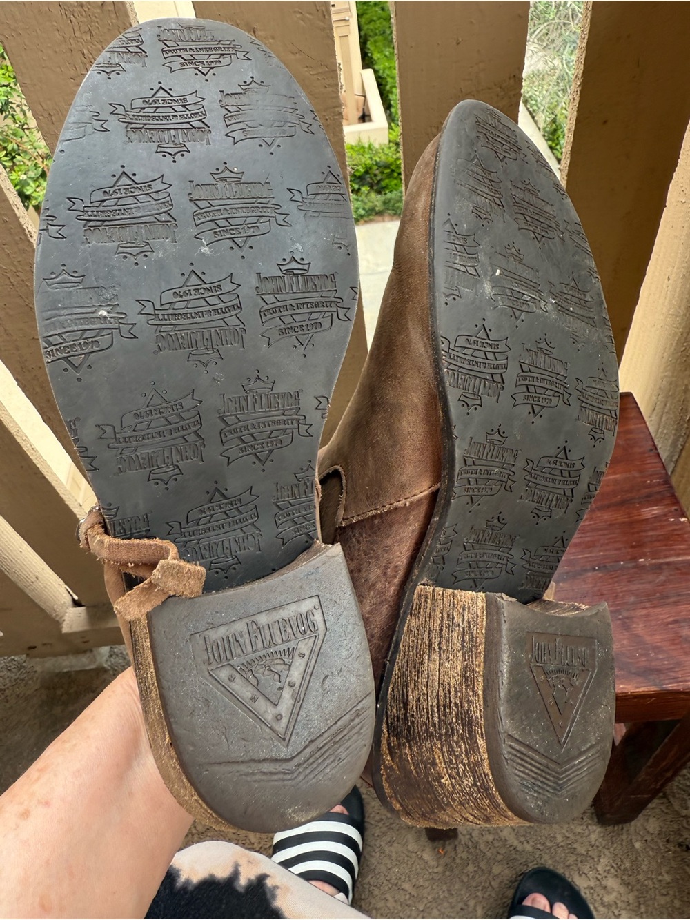 John Fluevog Brown Leather Side-Zip Ankle Booties - Picture 13 of 13